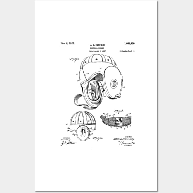 Football Helmet Patent - Sports Fan Football Player Art - White Wall Art by patentpress